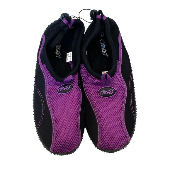 TECS Women's Aquasock Water Shoe Slip On Purple / Black - NEW - Size 9 M - Picture 2 of 4